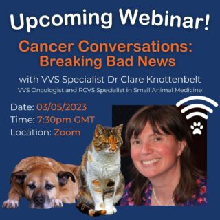 * Join us for our upcoming oncology webinar * 

Join Dr Clare Knottenbelt, VVS Oncology Specialist as she guides you through the difficult 'Cancer Conversation'.

Clare will share her experience and advice to help guide you in these discussions with clients. Clare strongly encourages you to have all the facts when breaking bad news as this can make a real difference to both you and the owner.

🕥  When: Wednesday 3rd May 2023 at 7.30pm 
💻  Where: Online (Zoom)
📜 CPD Certificate?: Yes! All who watch live on the night will get a CPD certificate. 
👀  Can I watch back? Yes! A recording will be shared afterwards to all registrants. 

Register for FREE through the link in our bio. 

www.vvs.vet 

#webinar #vetwebinar #vetcpd #veterinarycpd #freevetcpd #virtualvet #vvs #virtualreferral #veterinaryoncology #vetonco #veterinaryspecialist #vetspecialist #veterinaryreferral #vetlearning
