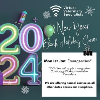 🥂 ✨ Wishing you all a very Happy 2024 ✨ 🥂 

We are available for emergencies (including live-guided cardiology work ups) on New Years Day (1st January 2024). 

We have advice call availability in all disciplines and will be here to help if needed. Just contact us via WhatsApp or Email info@vvs.vet if you have a case we can support with. 

We are open as usual from the 2nd January.

We hope the OOH gods are kind to you all over the New Year period.  Warm wishes, The VVS Team ✨

www.vvs.vet